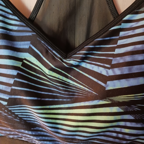 DANSKIN NOW WOMENS RACERBACK SPORTS BRA  SIZE XXL NEON STRIPE MULTICOLOR - Picture 4 of 6